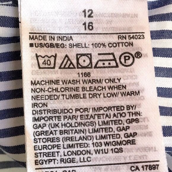 Gap Blue White Pinstripe Smock Waist Nautical Cotton Midi Skirt - Picture 16 of 16